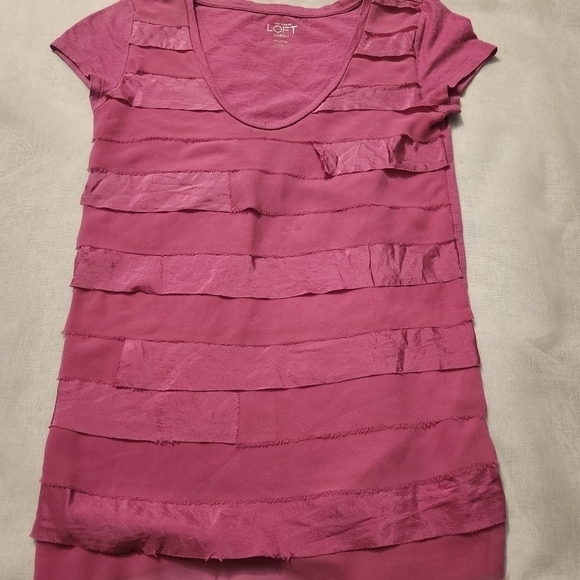 ANN Taylor LOFT Pink Blouse Petite size xxsp - Picture 7 of 8